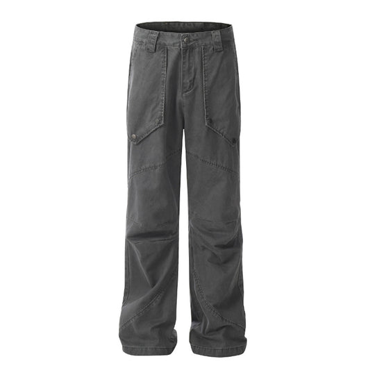 Pantalones Sueltos Efecto Lavado Negro con Bolsillos Grandes y Bota Acampanada - Image 5