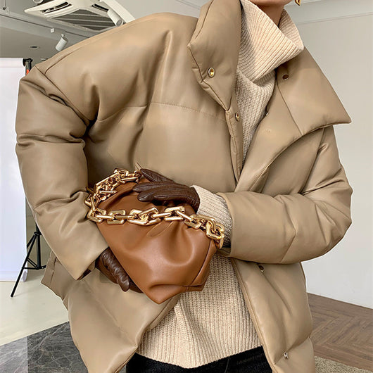 Chaqueta Corta Acolchada en Khaki para Mujer