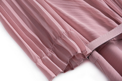 Vestido Elegante con Pliegues y Detalle Floral en la Cintura - Image 34