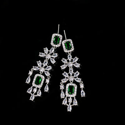 Conjunto de Collar y Aretes Retro Cuadrados con Circones Europeos y Americanos - Image 15