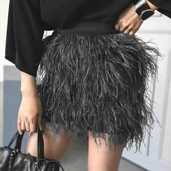 Falda con Panel de Plumas