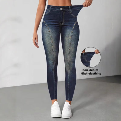Pantalones Estampados Talle Alto Ajustados con Elasticidad para Mujer - Image 4