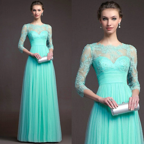 Vestido de Encaje Manga Larga Semitransparente