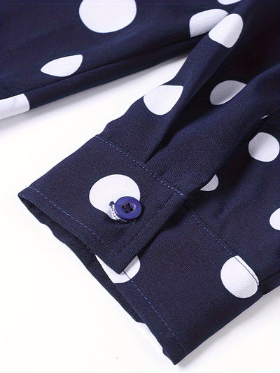 Camisa Casual de Manga Larga con Estampado de Lunares para Adolescentes y Hombres - Image 4