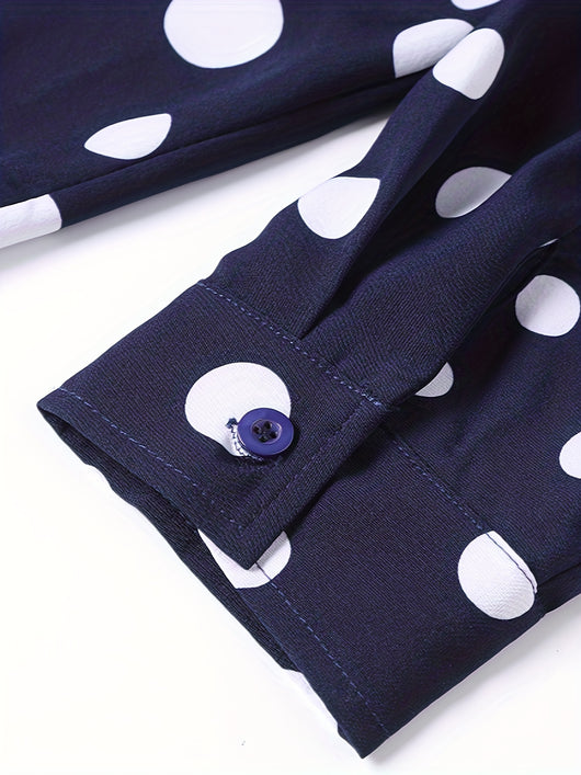 Camisa Casual de Manga Larga con Estampado de Lunares para Adolescentes y Hombres - Image 4
