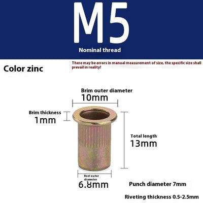 Tuerca Remachable Cabeza Plana Zinc Plateado - Image 9