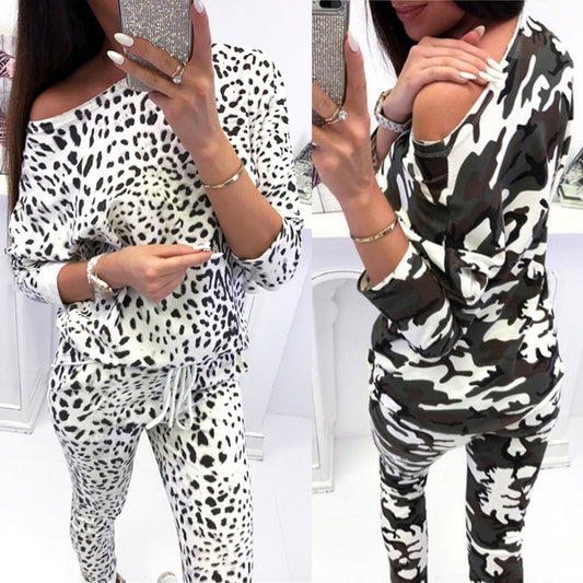 Traje Suelto Estampado Leopardo para Mujer Talla Grande