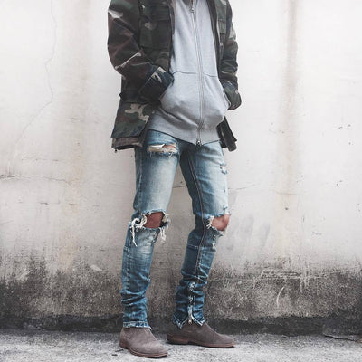 Jeans Slim Fit Destruidos para Hombre - Estilo Urbano Moderno - Image 3