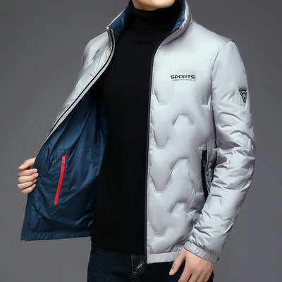 Chaqueta con cuello bajable y letras geométricas en relieve - Image 3