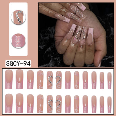 Uñas Postizas Degradado Floral con Efecto Espejo Electroplatado - Image 24