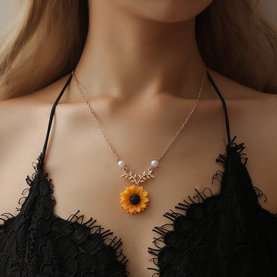 Collar Girasol Perla - Colgante Fashion Temperamento para Suéter - Image 3