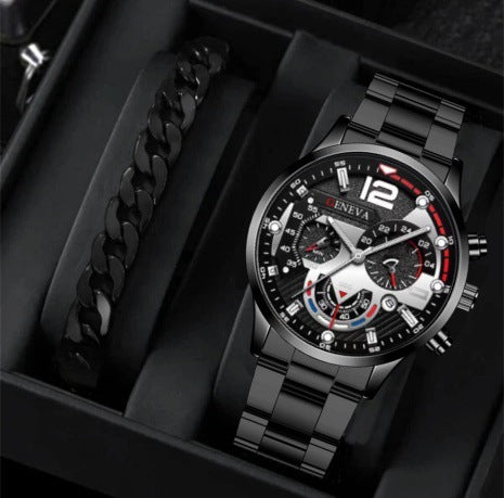 Set de 2 Relojes de Acero para Hombre con Pulsera - Diseño Ejecutivo Tres Ojos - Image 7