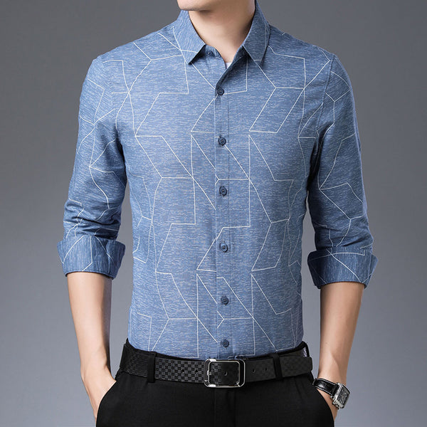 Camisa de Algodón Fina de Manga Larga para Hombre - Image 11