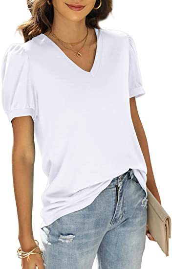 Blusa Casual Mujer Cuello V Manga Abullonada Suelta - Estilo Europeo Americano - Image 12