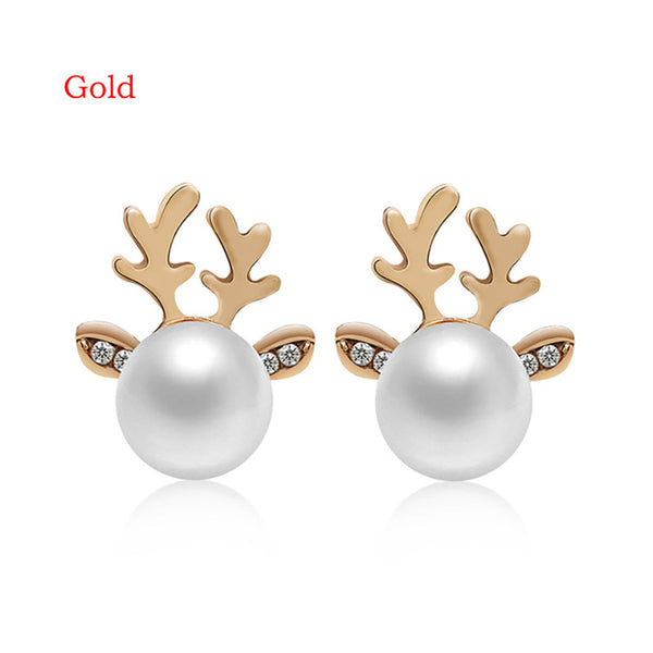 Aretes Navideños de Perla con Astas de Reno - Image 5