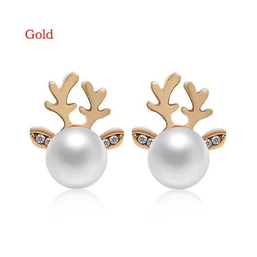 Aretes Navideños de Perla con Astas de Reno - Image 5
