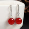 S925 Plateado Agate Earrings Long Female Wax Earrings Anti Allergy Rojo