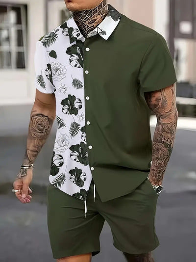 Traje Hawaiano Hombre 3D Estampado Manga Corta - Image 38