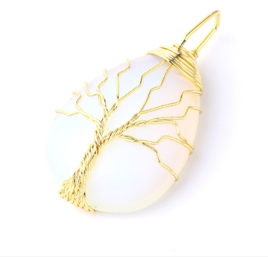 Colgante de Piedra Natural con Envoltorio de Alambre Dorado - Image 18