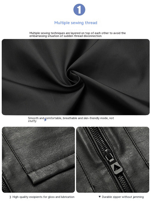 Chaqueta de Cuero para Motociclista Slim Fit Casual - Image 8
