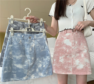 Falda Tie-dye Cintura Alta Diseño A-line con Temperamento - Image 7
