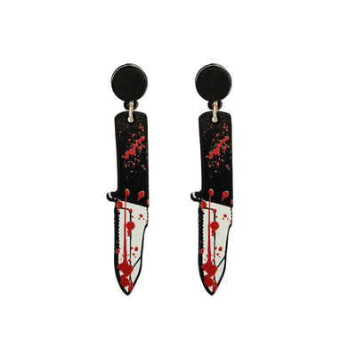 Aretes de Hacha Ensangrentada Halloween - Diseño Acrílic Retro
