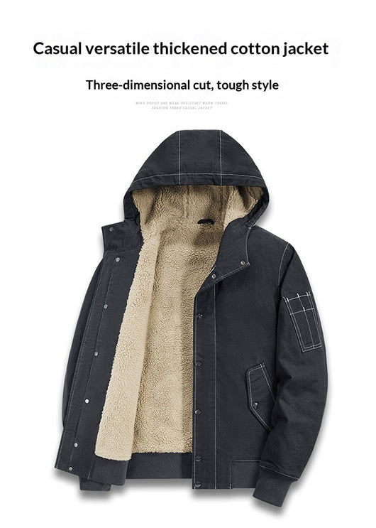 Abrigo de Algodón Cálido para Hombre con Cuello de Piel - Image 12