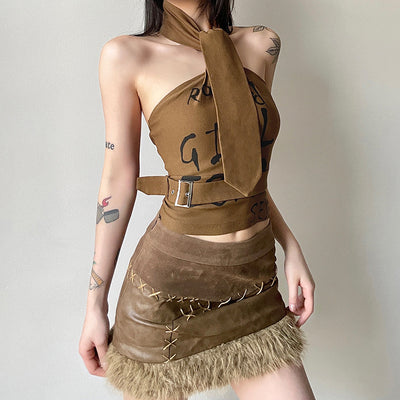 Top Halter Ajustado con Cuello Anudado y Espalda Descubierta - Image 11
