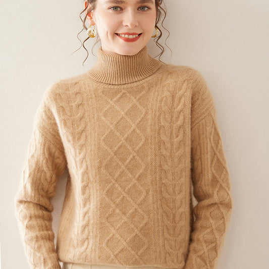 Suéter Cashmere Suelto con Cuello Alto - Tejido Grueso de Tres Capas - Image 2