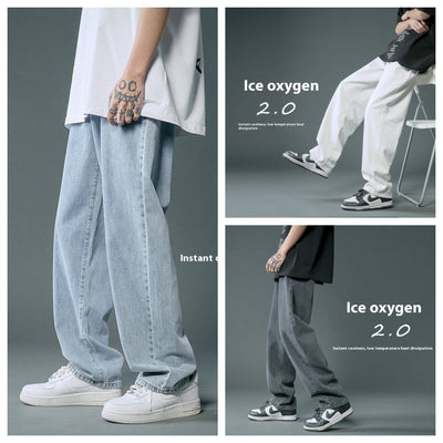 Jeans Rectos Sueltos Ligeros para Hombre - Comodidad de Verano - Image 9