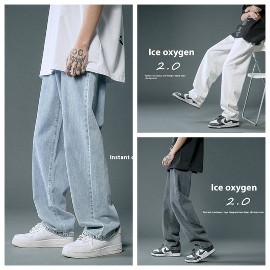 Jeans Rectos Sueltos Ligeros para Hombre - Comodidad de Verano - Image 9
