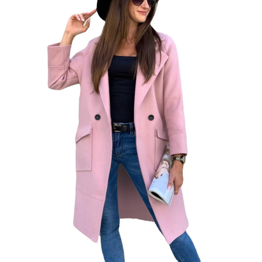 Abrigo de Lana con Cuello de Traje y Bolsillos Botón para Otoño e Invierno - Image 18