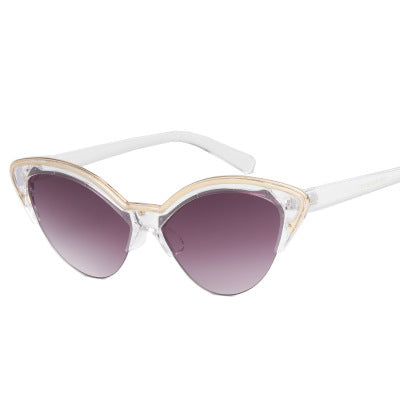 Purple cat-eye sunglasses with translucent frames and purple lenses, featuring a silver-tone accent. - Image 16