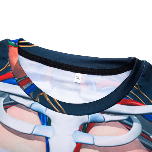 Playera con Estampado 3D de Esqueleto y Órganos Internos para Hombre - Image 4