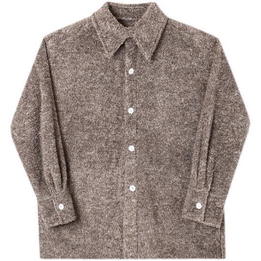 Chaqueta Camisa de Chenilla Suave con Solapa Holgada para Hombre - Image 10