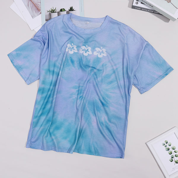 Playera Tie Dye Azul Estilo Harajuku