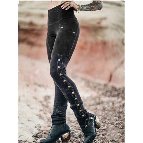 Pantalones de Cintura Alta Rotos con Estampado para Mujer