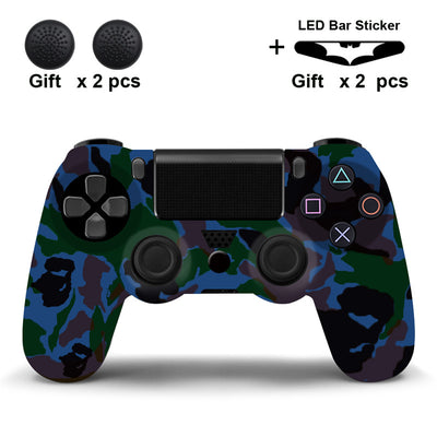 Black and white paisley PS4 controller protector with two black thumb grip covers and two Batman LED bar stickers. - Image 16