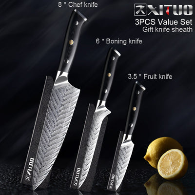Juego de Cuchillos Damasco para Filetear con Patrón de Espina de Pescado - Image 3
