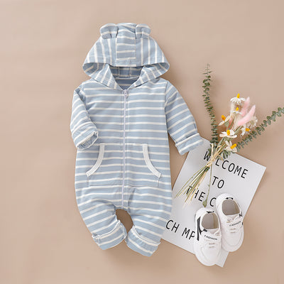Jumpsuit de Algodón a Rayas Azul - Image 3