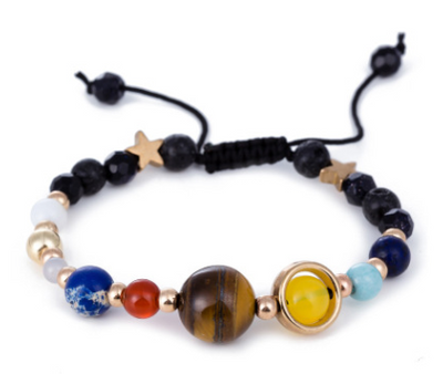 Pulsera de Cuentas de Piedra Natural Sistema Solar Ocho Planetas Galaxia Universo Estrella Guardiana - Image 6