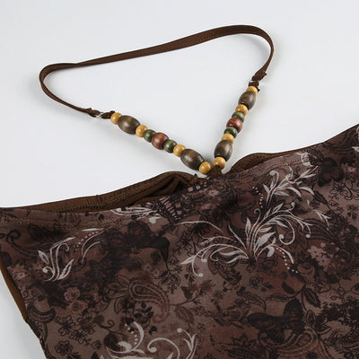 Chaleco Retro con Cuentas, Tirantes Halter y Malla Asimétrica - Image 24