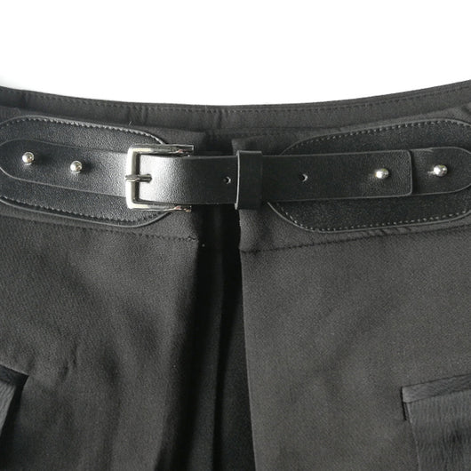 Pantalones rectos con cintura drapeada y faja integrada - Image 2