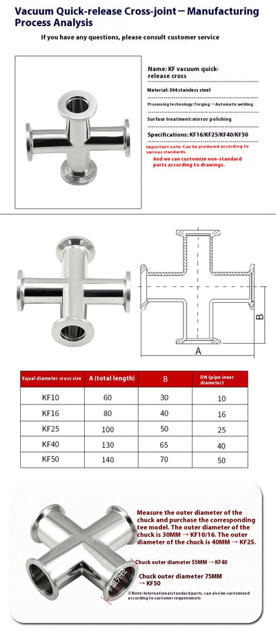 Válvula de Vacío Rápida de Acero Inoxidable 304 - Conexión Cuádruple - Image 11