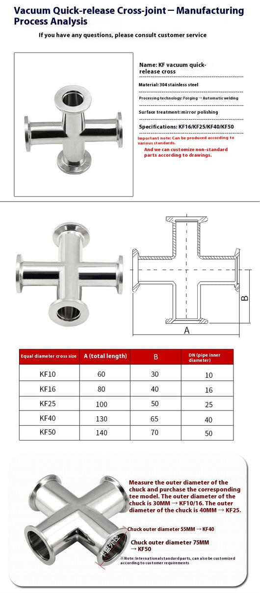 Válvula de Vacío Rápida de Acero Inoxidable 304 - Conexión Cuádruple - Image 11