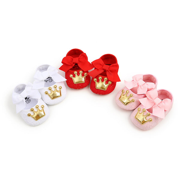 Zapatos Suave para Bebé Princesa con Corona - Suela Flexible