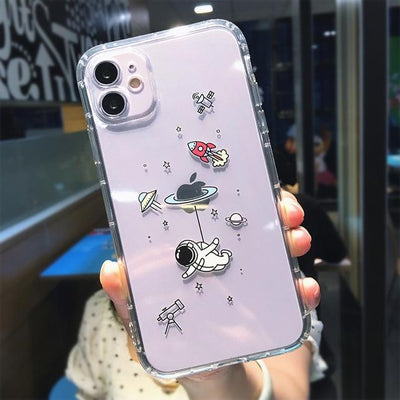 Funda para teléfono transparente con diseño de astronauta