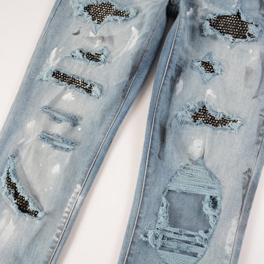 Jeans Slim Fit Rotos con Parches - Estilo Urbano Europeo y Americano - Image 2
