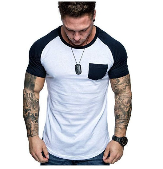 Camiseta Raglan Hombre Cuello Redondo con Bolsillo