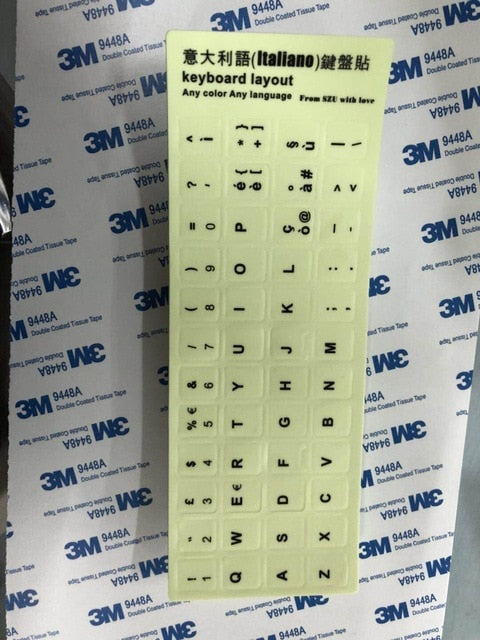 Pegatinas de Teclado Luminosas Multiidioma - Árabe, Tailandés, Hebreo, Francés, Italiano, Alemán - Image 8